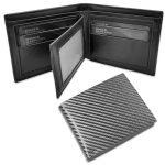 9toa Leather Bifold Wallet RFID blocking Credit Card Holder(Carbon Fiber Black)
