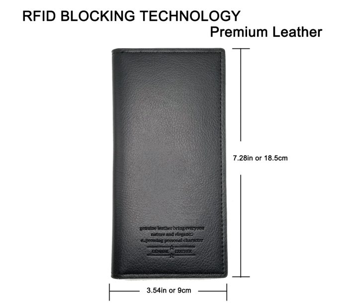 9toa Leather Wallet Bifold Credit Card Holder(Black) - Image 2