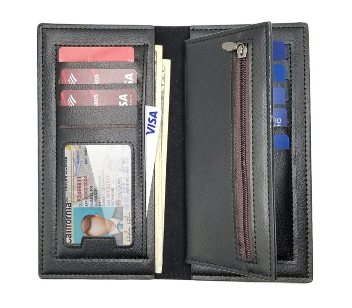 9toa Leather Wallet Bifold Credit Card Holder(Black) - Image 1