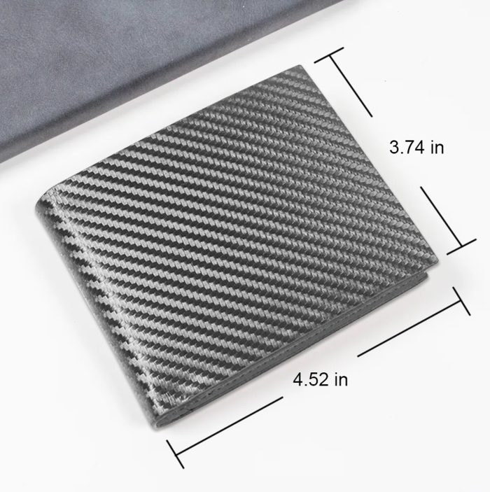 9toa Leather Bifold Wallet RFID blocking Credit Card Holder(Carbon Fiber Black) - Image 2